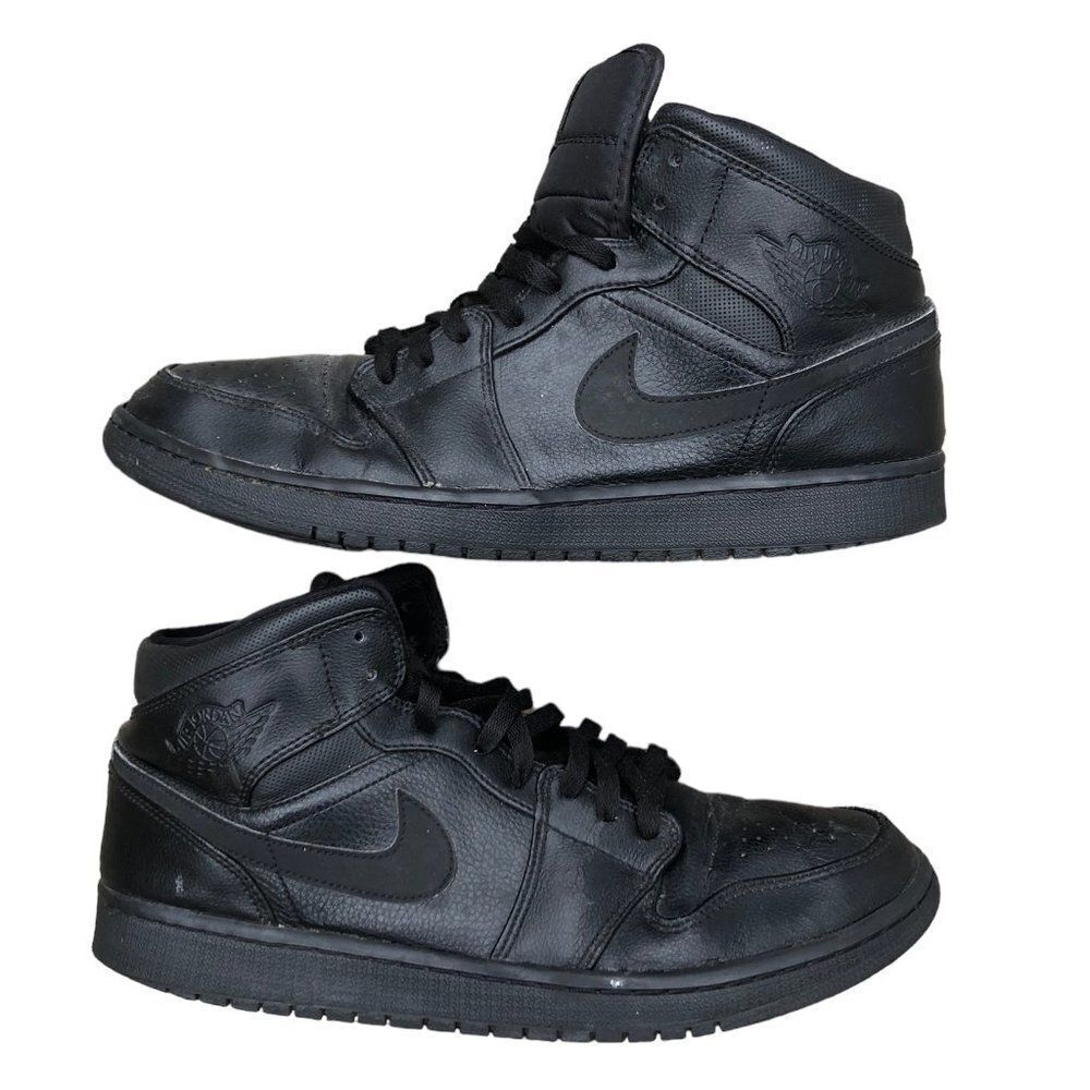 RARE 2014 Nike Air Jordan 1 Triple Black Size 12